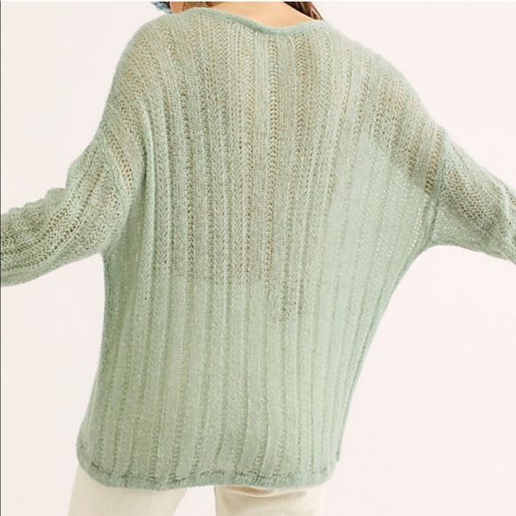 NWT FREE PEOPLE Mint cable-knit pullover crewneck sweater - Picture 5 of 8